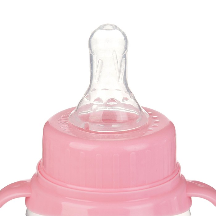 Бутылочка для кормления детская классическая, с ручками, 250 мл, от 0 мес. цвет розовый 