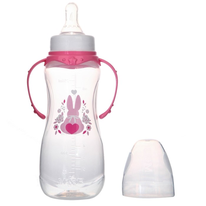 Бутылочка для кормления «Моя зая» детская приталенная, с ручками, 250 мл, от 0 мес., цвет розовый 