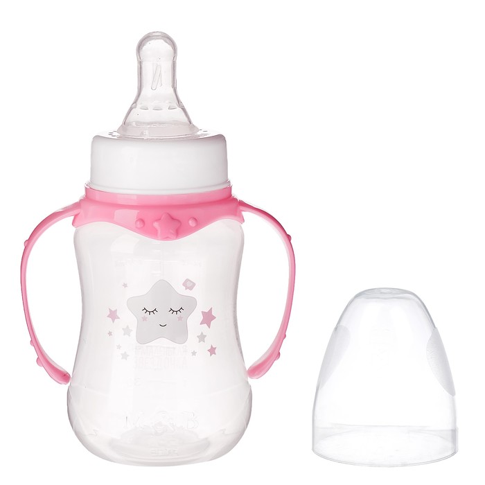 Бутылочка для кормления «Маленькая звёздочка» детская приталенная, с ручками, 150 мл, от 0 мес., цвет розовый 