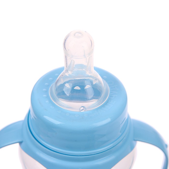 Бутылочка для кормления «Собачка Джекки» детская приталенная, с ручками, 150 мл, от 0 мес., цвет голубой 