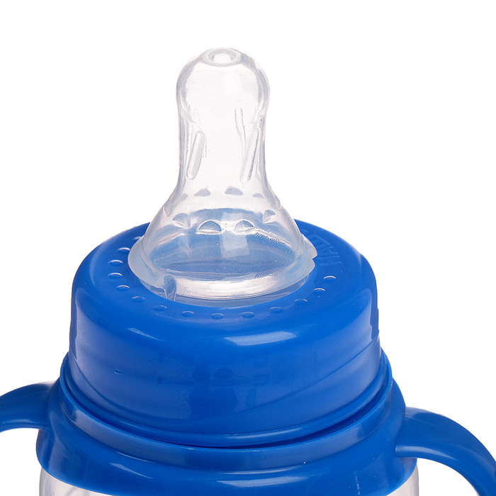 Бутылочка для кормления «Маленький босс» детская классическая, с ручками, 150 мл, от 0 мес., цвет синий + ПОДАРОК 