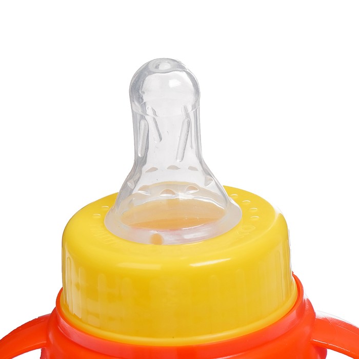 Бутылочка для кормления «Жирафик Лило» детская классическая, с ручками, 150 мл, от 0 мес., цвет оранжевый 