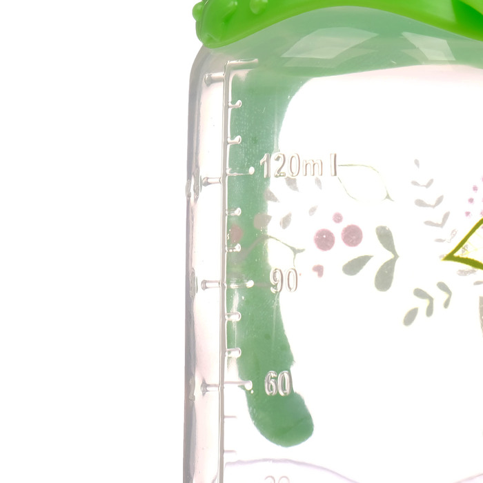 Бутылочка для кормления «Лисичка Соня» детская классическая, с ручками, 150 мл, от 0 мес., цвет зелёный 