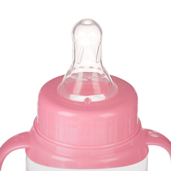 Бутылочка для кормления с ручками «Моя первая бутылочка», 150 мл, от 0 мес., цвет розовый 