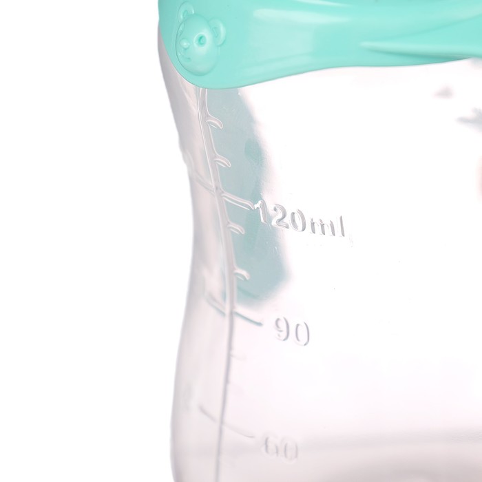 Бутылочка для кормления «Мишутка» детская приталенная, с ручками, 150 мл, от 0 мес., цвет бирюзовый 