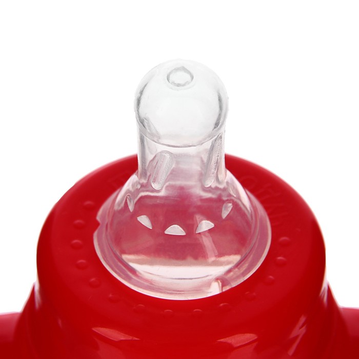 Бутылочка для кормления «Енотик Тобби» детская приталенная, с ручками, 150 мл, от 0 мес., цвет красный 