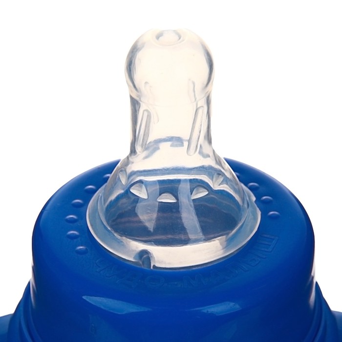 Бутылочка для кормления «Динозаврик Рикки» детская приталенная, с ручками, 250 мл, от 0 мес., цвет синий 