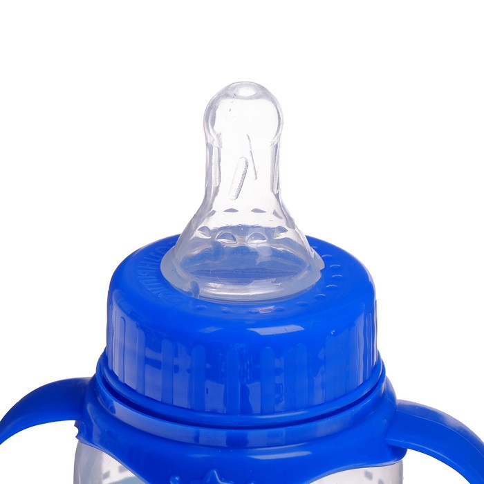 Бутылочка для кормления «Малыш» детская классическая, с ручками, 150 мл, от 0 мес., цвет синий 