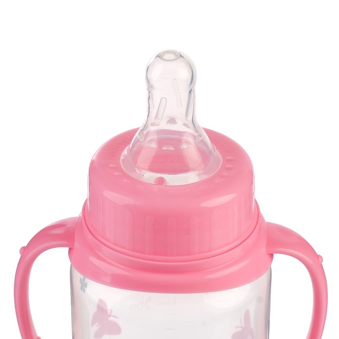 Бутылочка для кормления «Моя первая бутылочка» детская классическая, с ручками, 250 мл, от 0 мес., цвет розовый 