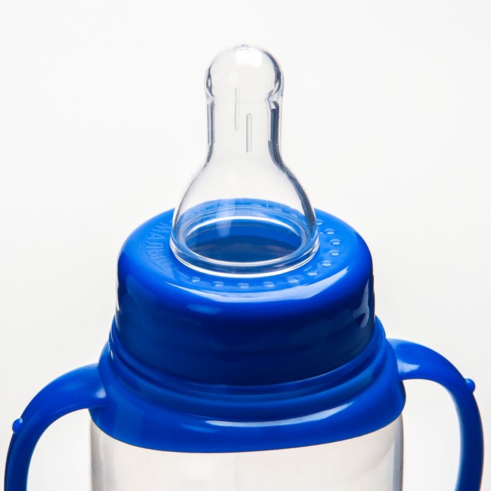 Бутылочка для кормления «Маленький босс» детская классическая, с ручками, 250 мл, от 0 мес., цвет синий 