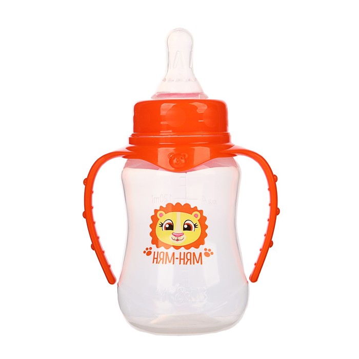 Подарочный детский набор «Львёнок Лео»: бутылочки для кормления 150 и 250 мл, приталенные, от 0 мес., цвет оранжевый 