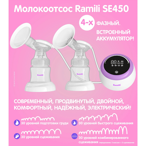 Четырехфазный двойной электрический молокоотсос Ramili SE450
