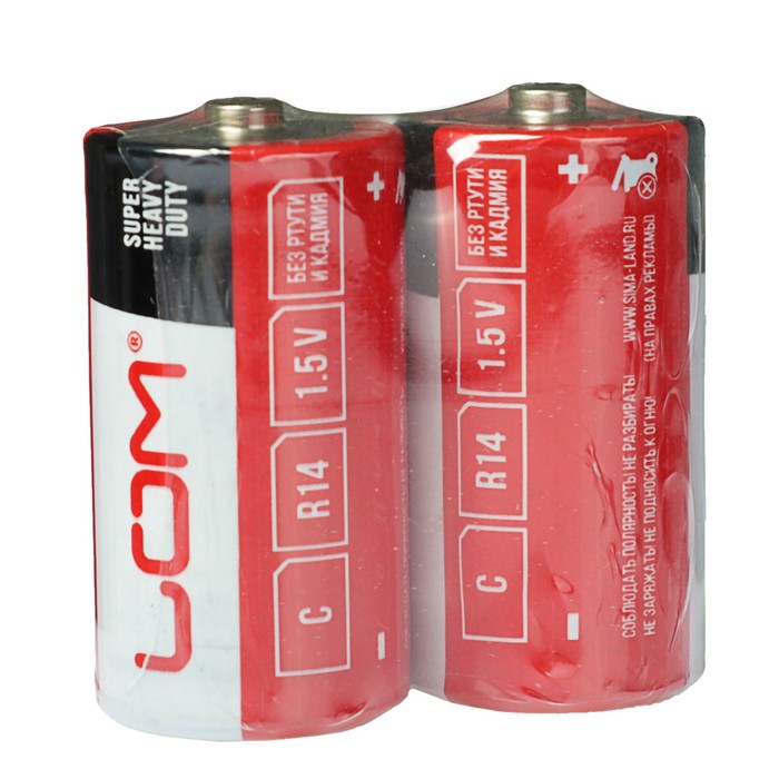Батарейка солевая LOM Super Heavy Duty, C, R14, спайка, 2 шт 