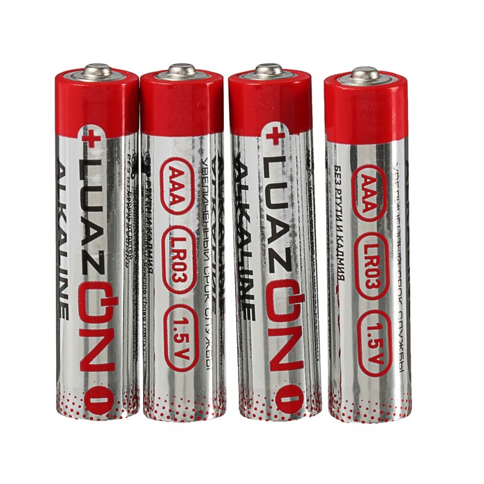 Батарейка алкалиновая LuazON, AAA, LR03, блистер, 4 шт 
