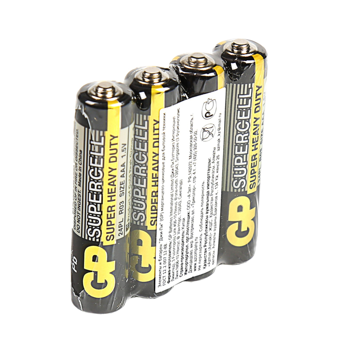 Батарейка солевая GP Supercell Super Heavy Duty, AAA, R03-4S, 1.5В, спайка, 4 шт. 