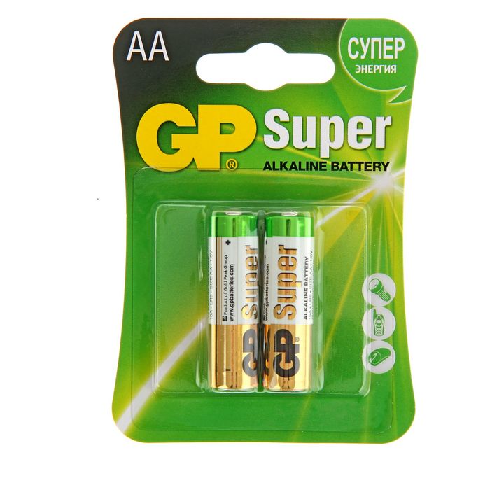 GP Super, AA, LR6-2bl, 1.5 В алкалин батарейкасы, блистер, 2 дана 