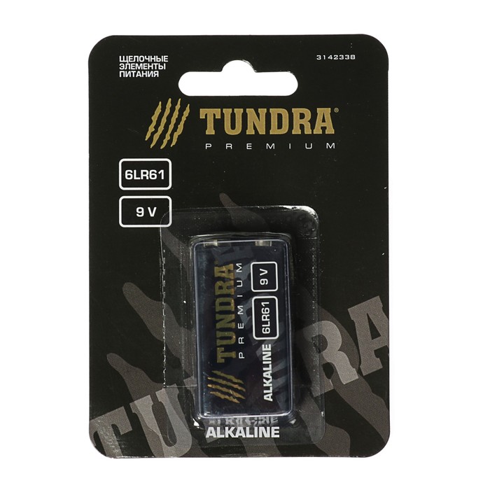 TUNDRA, 6LR61, 9V алкалин батарейкасы, блистер, 1 дана 