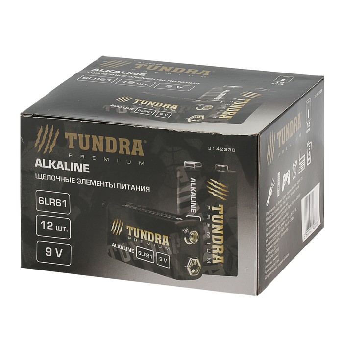 TUNDRA, 6LR61, 9V алкалин батарейкасы, блистер, 1 дана 