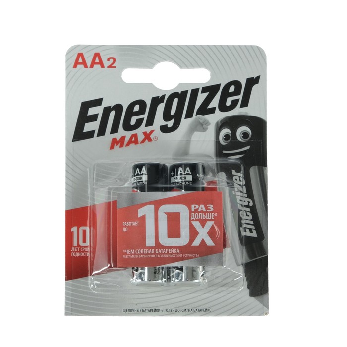 Батарейка алкалиновая Energizer Max +PowerSeal, AA, LR6-2BL, 1.5В, блистер, 2 шт. 