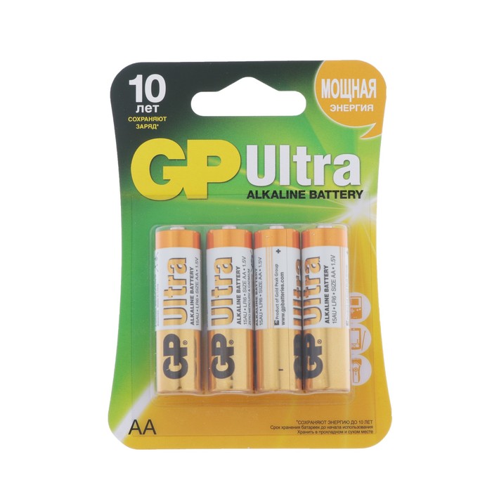 Батарейка алкалиновая GP Ultra, AA, LR6-4BL, 1.5В, блистер, 4 шт. 