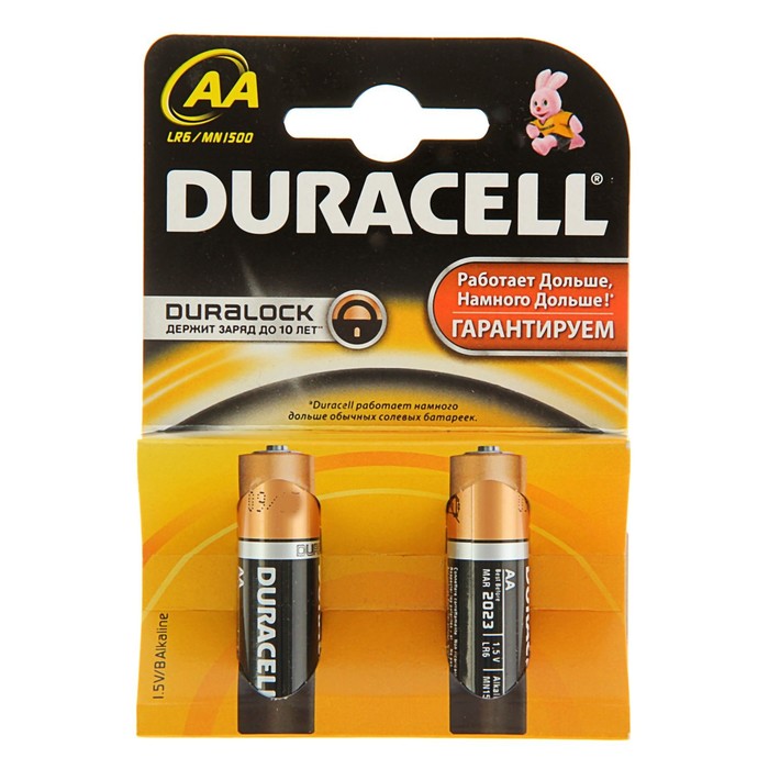 Duracell, АА, LR6-2bl алкалин батарейкасы, блистер, 2 дана 