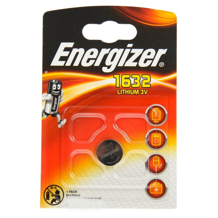 Energizer, CR1632-1bl, 3В литий батарейкасы, блистер, 1 дана 