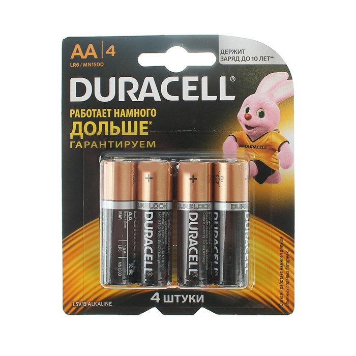 Duracell Basic, AA, LR6-4bl, 1.5 В, блистер, 4 дана алкалин батарейкасы 