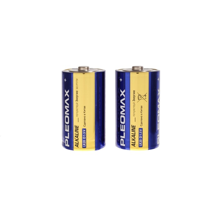 Батарейка алкалиновая Pleomax, D, LR20-2BL, 1.5В, блистер, 2 шт. 