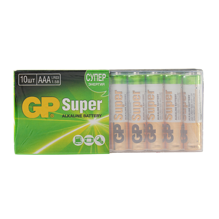 GP Super, AAA, LR03-10s, 1.5 В, 10 дана алкалин батарейкасы 
