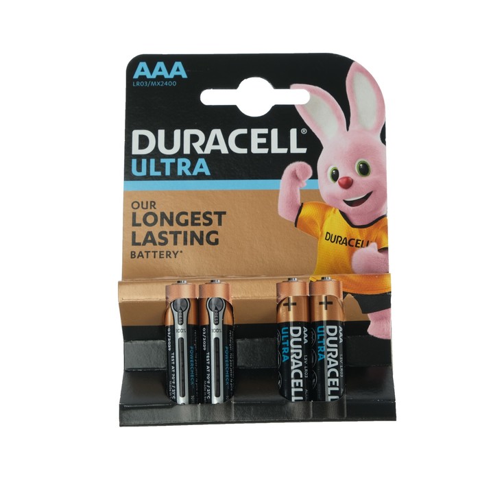 Батарейка алкалиновая Duracell Ultra Power, AAA, LR03-4BL, 1.5В, 4 шт. 