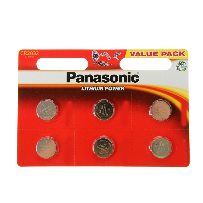 Panasonic Lithium Power, CR2032-6BL, 3В, блистер, 6 дана литий батарейкасы 