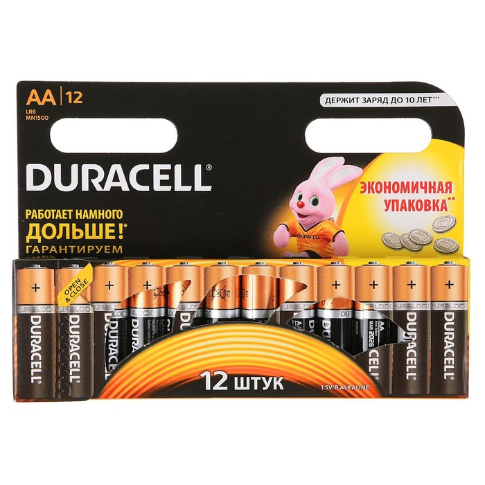 Алкалиновая батарейка Duracell, AA, LR6, блистер, 12 шт. 