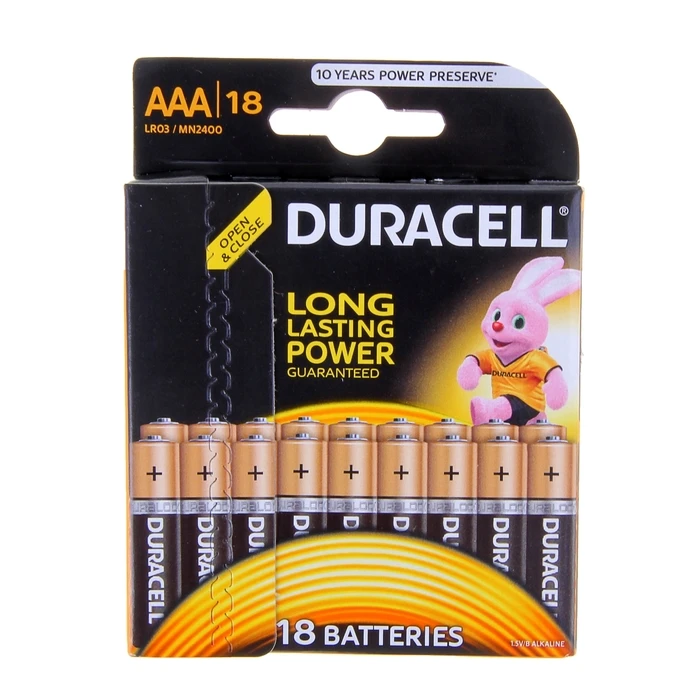 Батарейка алкалиновая Duracell Basic, AAA, LR03-18BL, 1.5В, блистер, 18 шт.  - фото 3