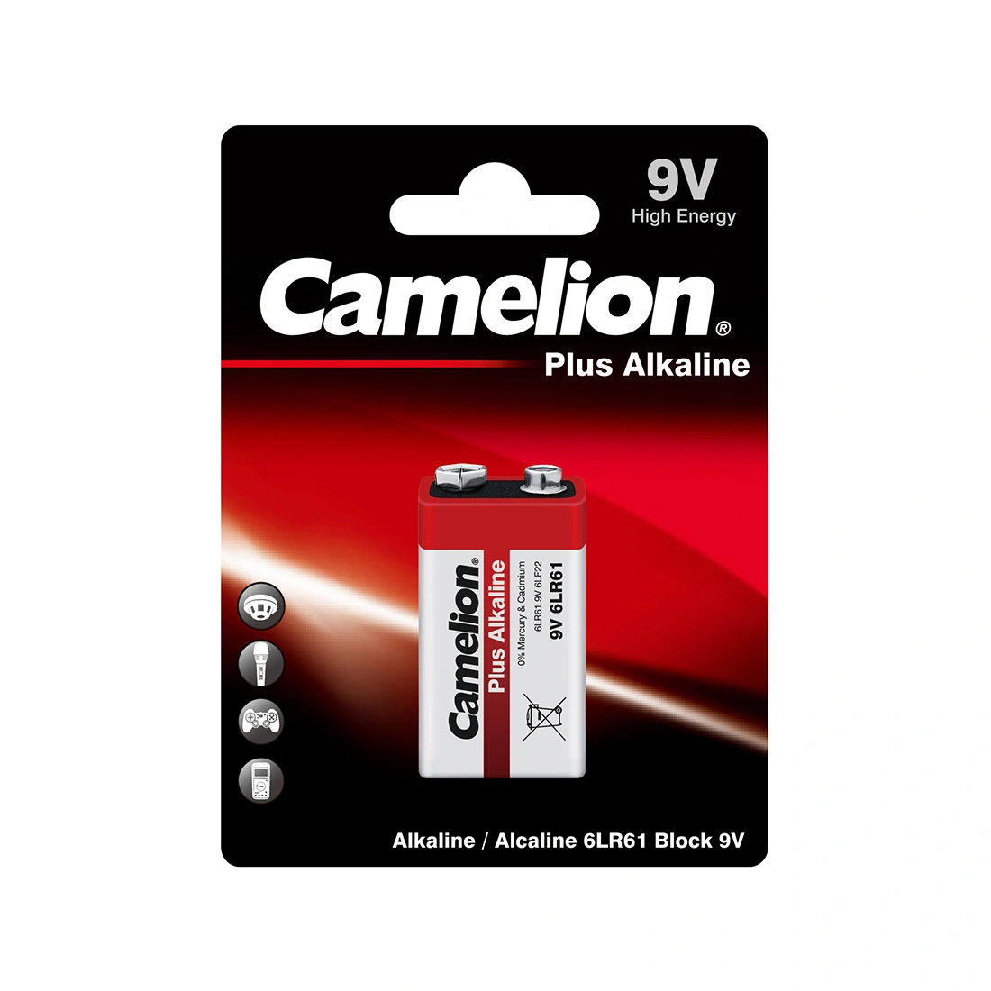 Батарейка CAMELION Plus Alkaline 6LR61-BP1 E-Block Plus Alkaline 1шт (6LR61-BP1)