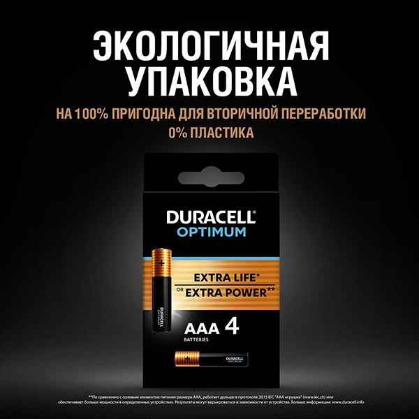 Батарейки Duracell Optimum AAA 4BKP CEE - фото 5