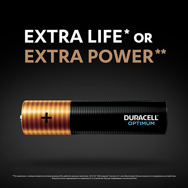 Батарейки Duracell Optimum AAA 4BKP CEE