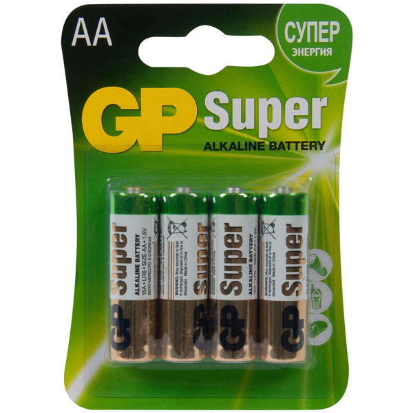 Батарейка GP Super 15A CR4 (АА) блистер 4 шт