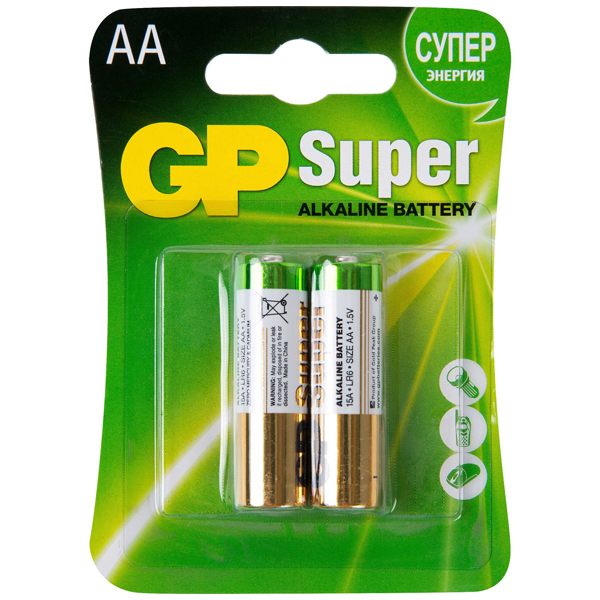 Батарейка GP Super 15A CR2 (АА) блистер 2 шт