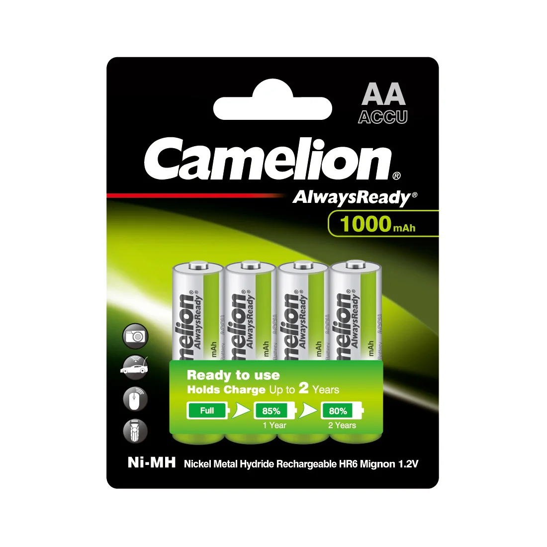 Аккумулятор CAMELION AlwaysReady Rechargeable Ni-MH NH-AA1000ARBP4 4 шт. в блистере NH-AA1000ARBP4