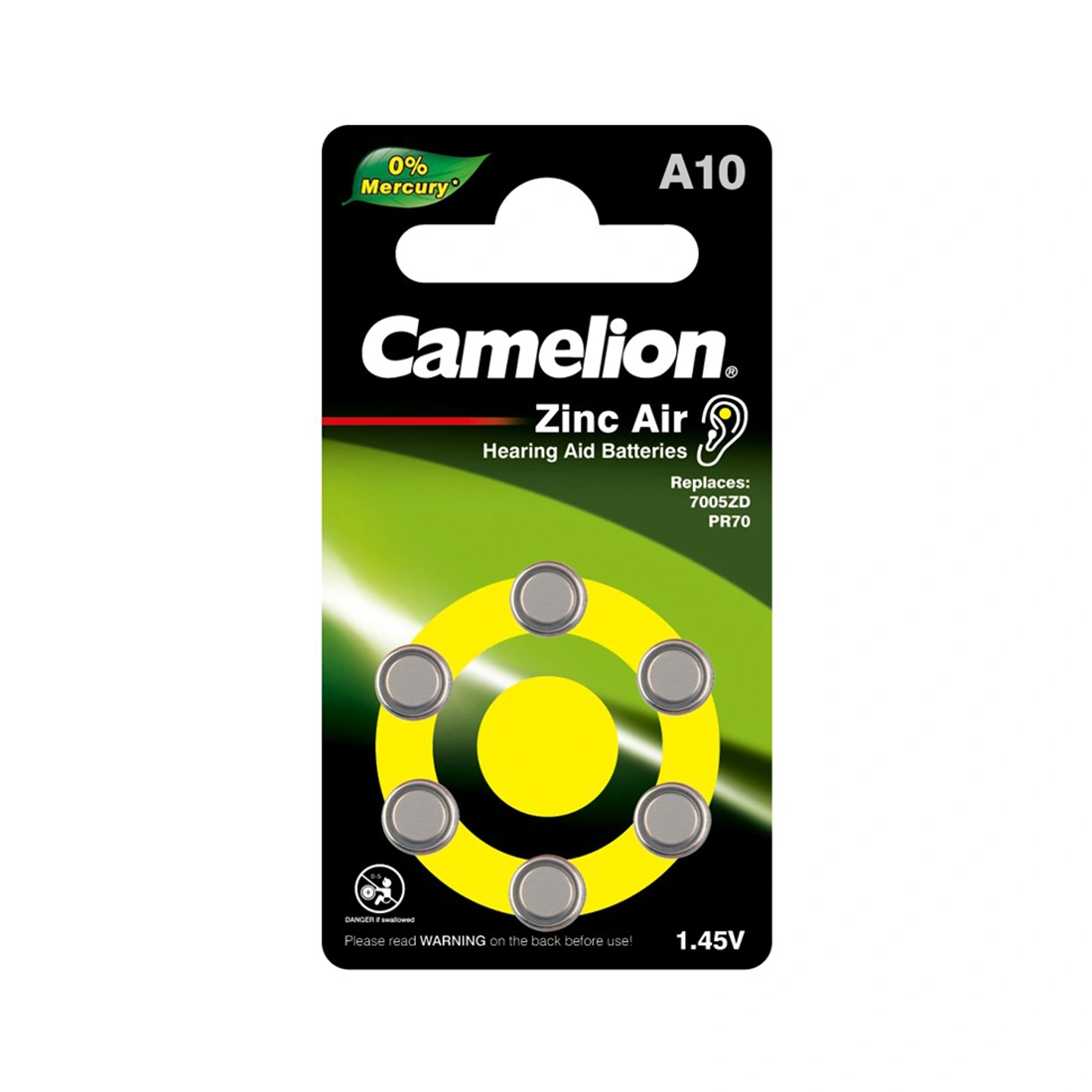Батарейка CAMELION Zinc Air A10-BP6(0%Hg) 6 шт. в блистере A10-BP6(0%Hg)