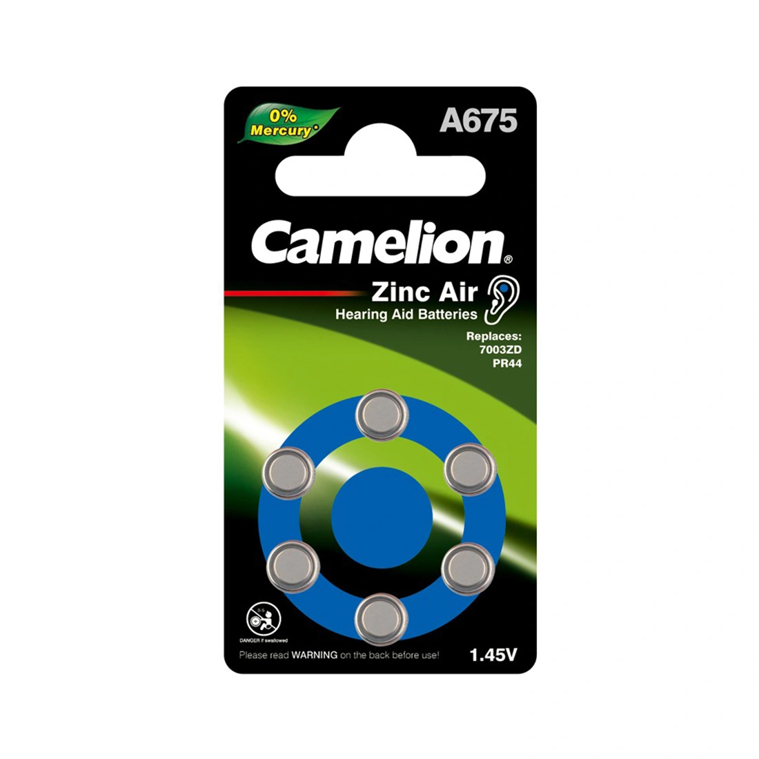 Батарейка CAMELION Zinc Air A675-BP6(0%Hg) 6 шт. в блистере A675-BP6(0%Hg)