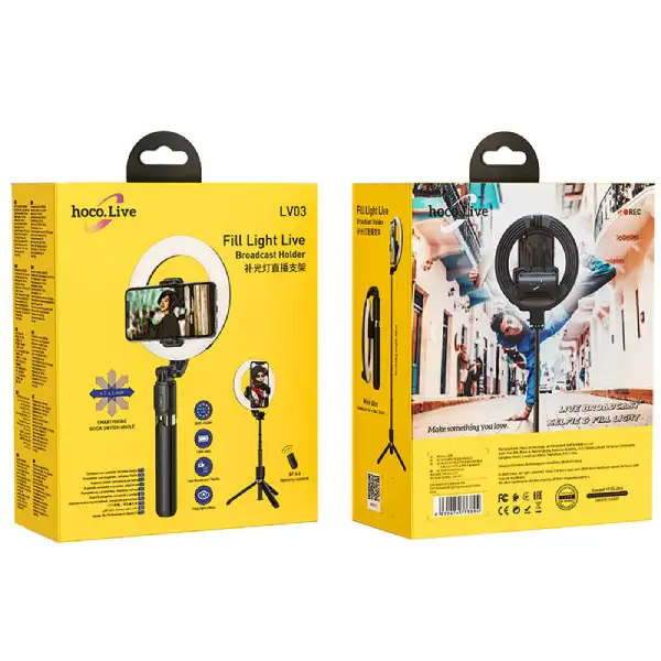 Кольцевая лампа Hoco LV03 Showfull чёрная - фото 2