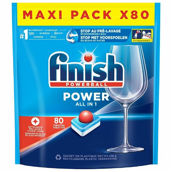 Ыдыс жуғыш машинаға арналған капсулалар Finish All in One 80 tab