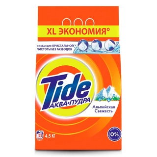 Стиральный порошок Tide автомат, альпийская свежесть, 30 стирок, 4,5 кг.