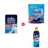 Комплект Finish Calgonit 1,5кг  + Finish "All in 1 Max" 100 шт. + Finish для посуды в пмм Блеск и Защита 750 мл 