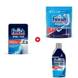 Комплект Finish Calgonit 1,5кг  + Finish "All in 1 Max" 100 шт. + Finish для посуды в пмм Блеск и Защита 450 мл 