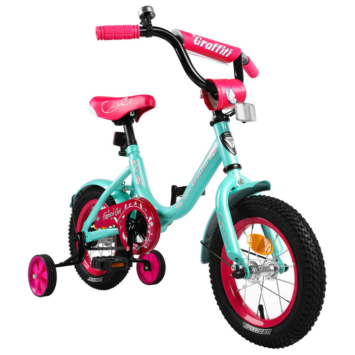 Велосипед 12" Graffiti Fashion Girl, цвет бирюзовый 