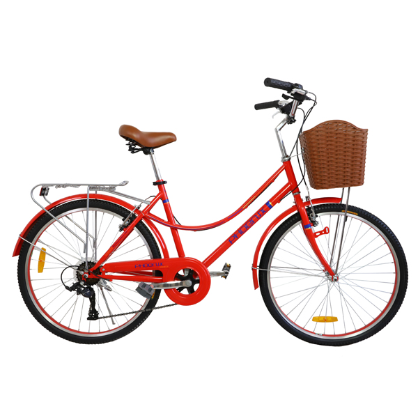 Phoenix қалалық велосипеді EN-Lady қызыл + себет KZLBSF18R26S7SHVBM