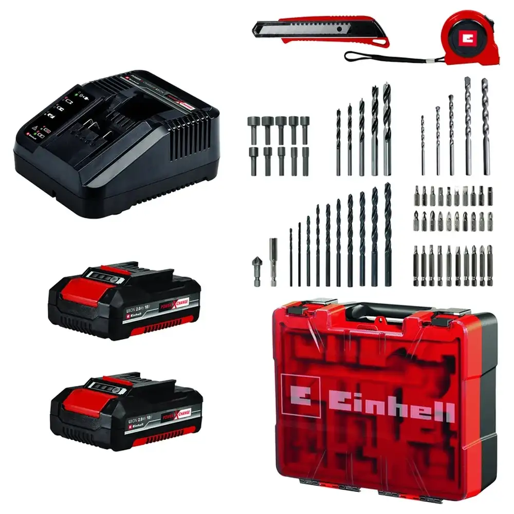 Ударный шуруповерт Einhell TE-CD 18/40 +64 2x2.0Ah 4513992  - фото 3
