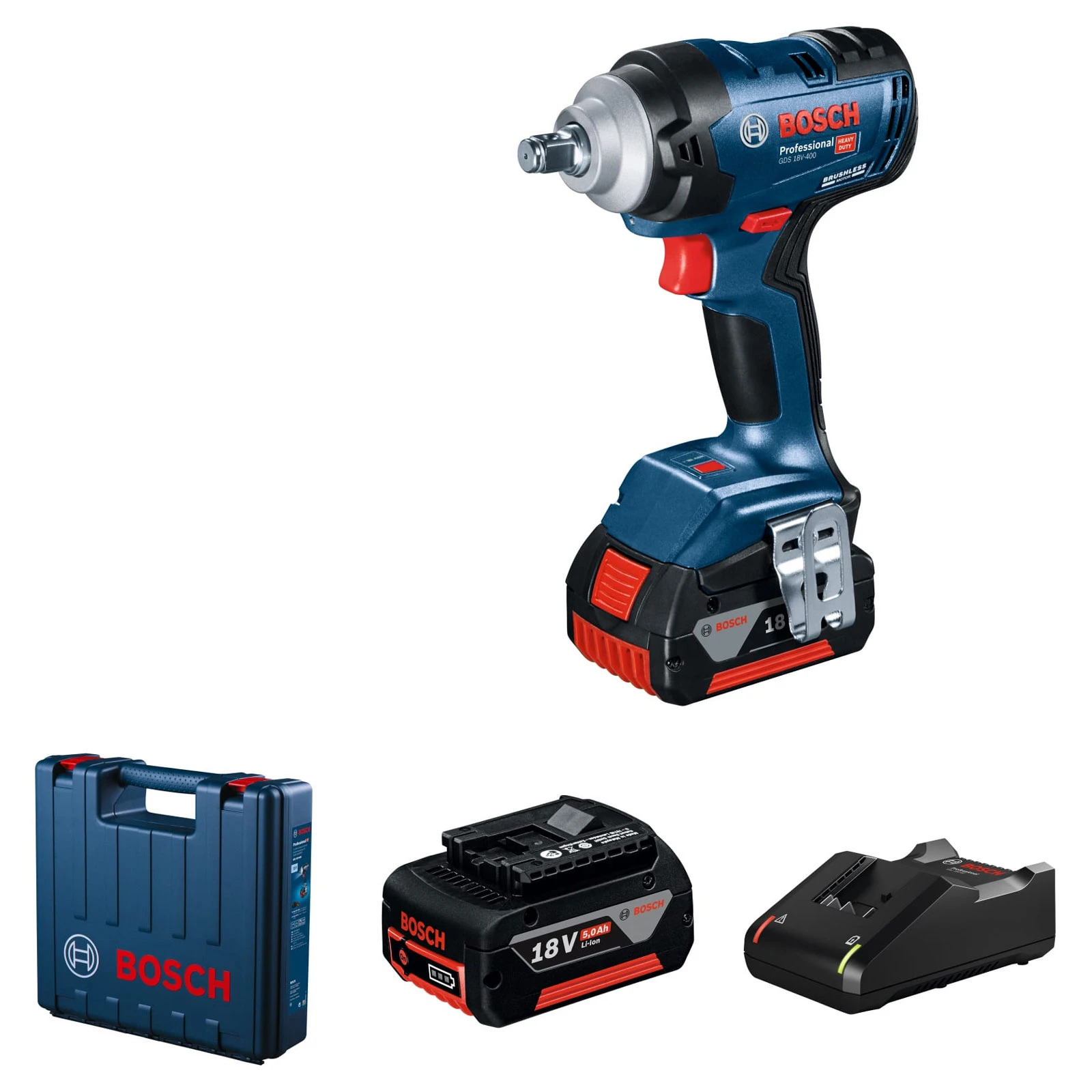 Бесщеточный аккумуляторный ударный гайковёрт Bosch GDS 18V-400 Professional 06019K0020 